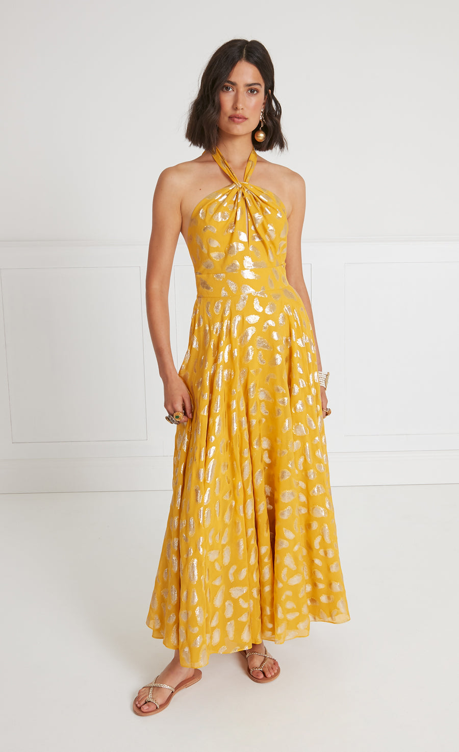 Lorene Halter Dress Golden Yellow