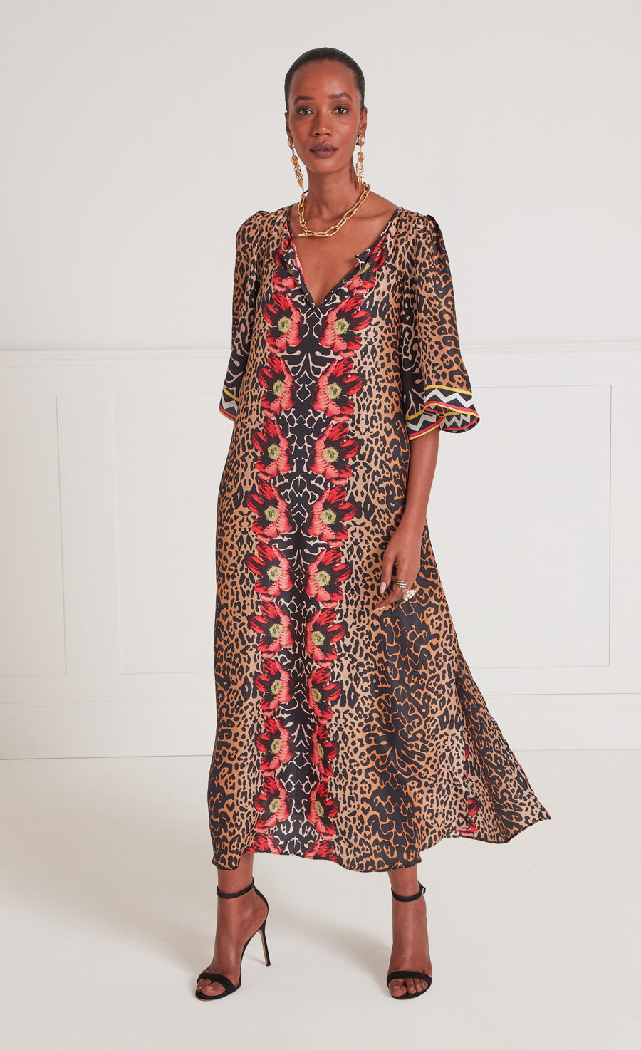 Long leopard print store kaftan