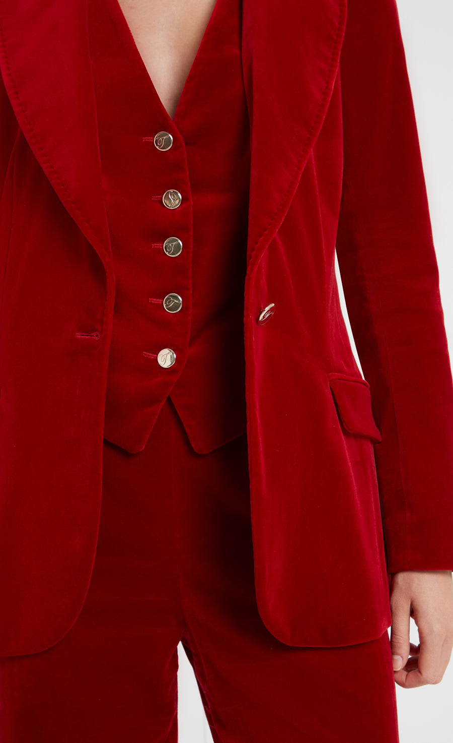 Clove Velvet Jacket - Scarlet