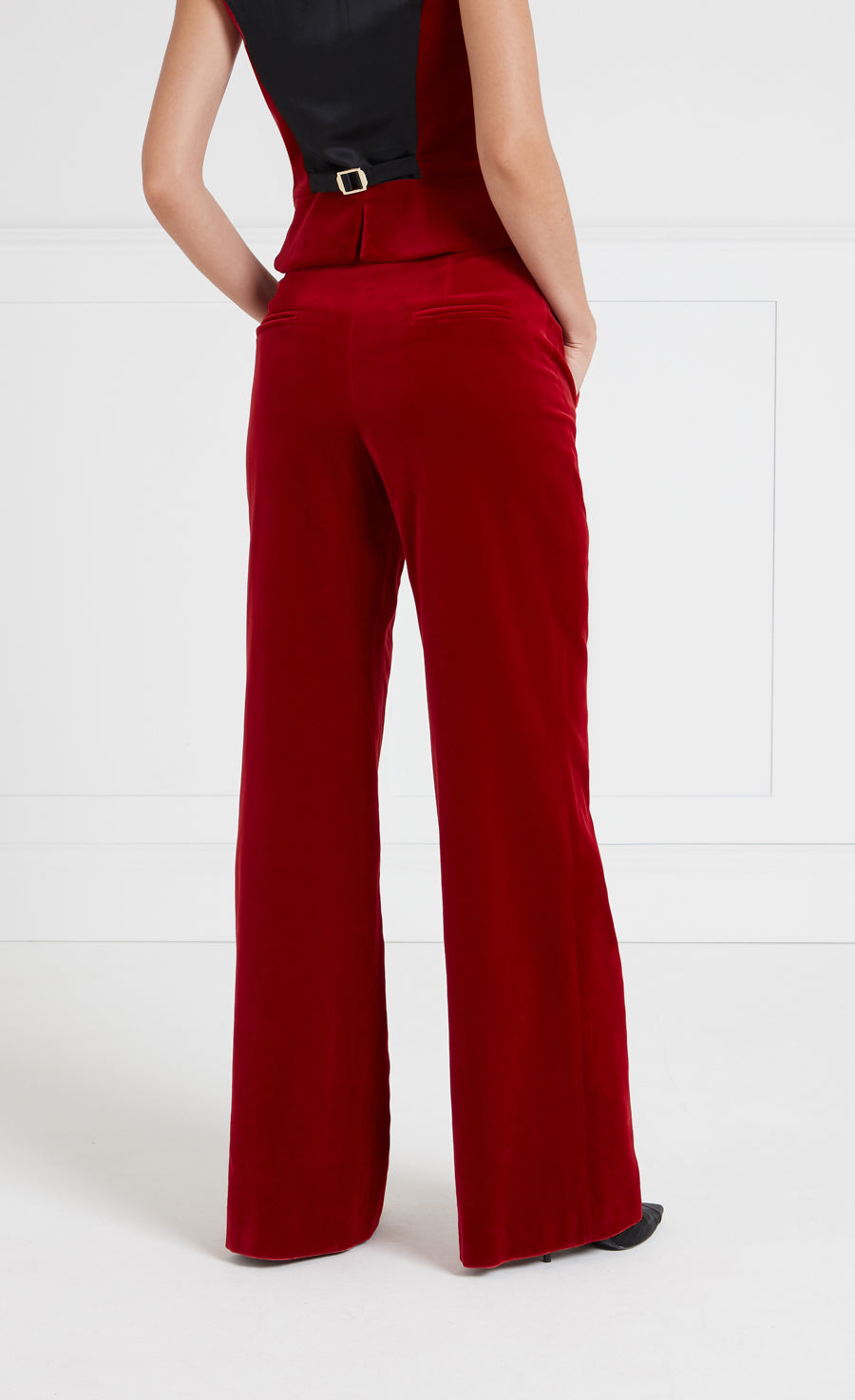 Clove Velvet Waisted Trousers - Scarlet