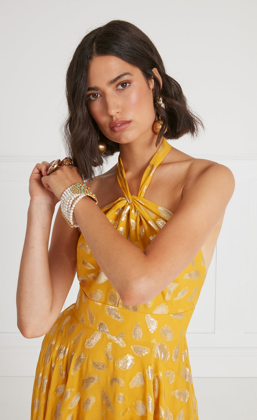 Lorene Halter Dress Golden Yellow