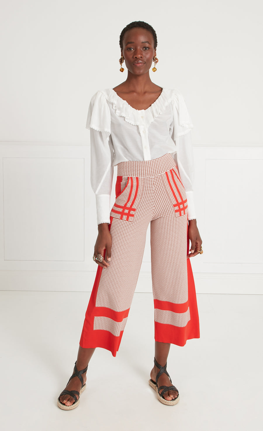 Orelie Knit Trouser - Red Mix