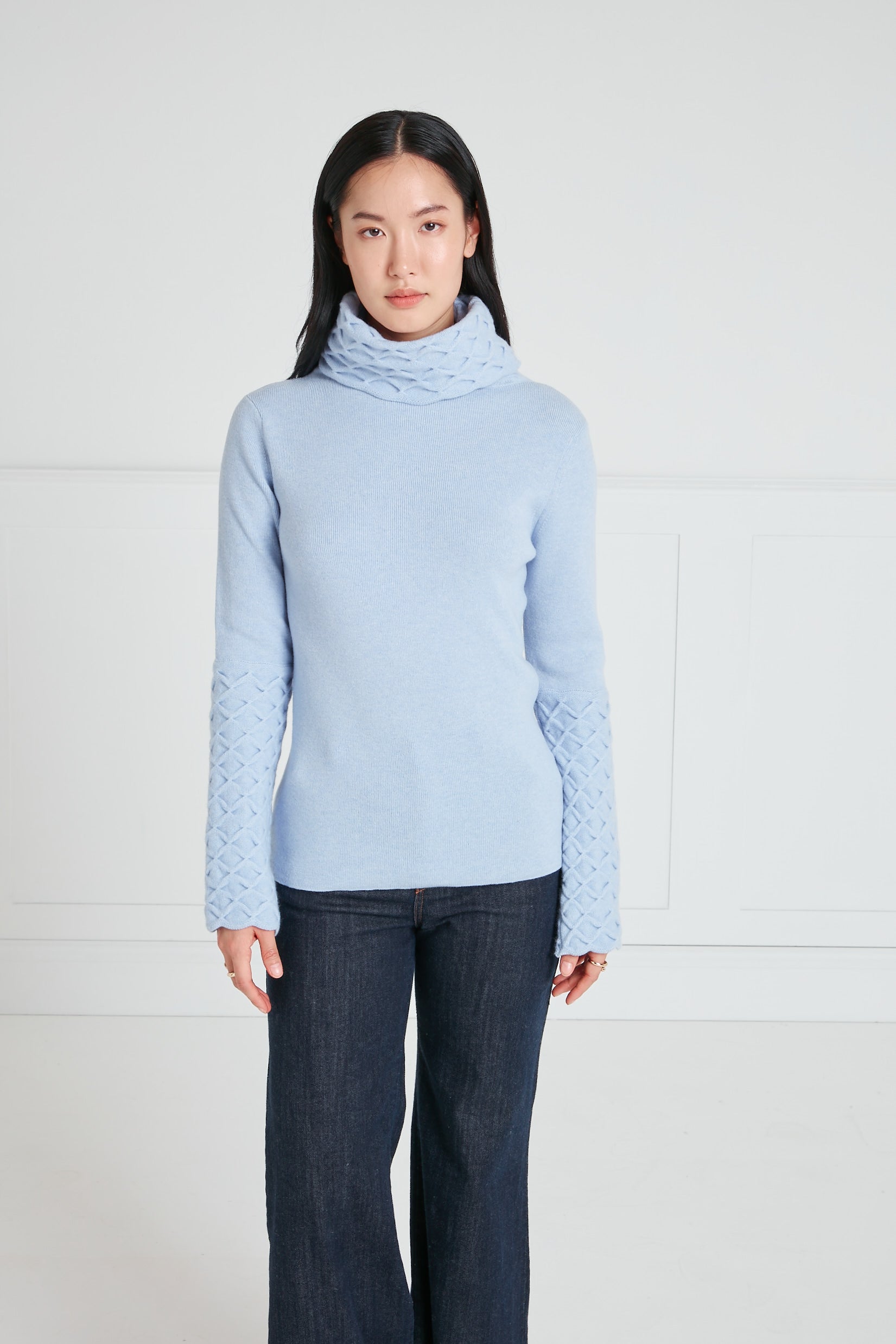 Honeycomb Knit Jumper - Powder Blue