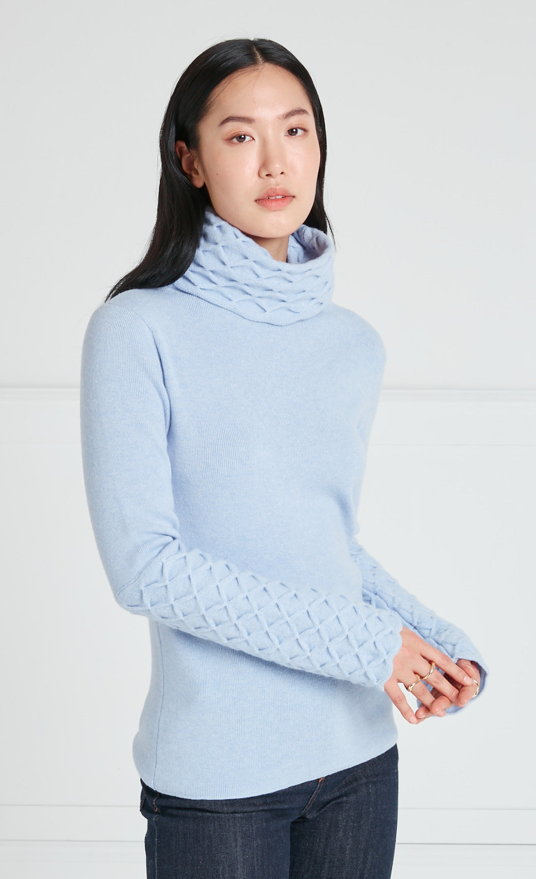 Honeycomb Knit Jumper - Powder Blue