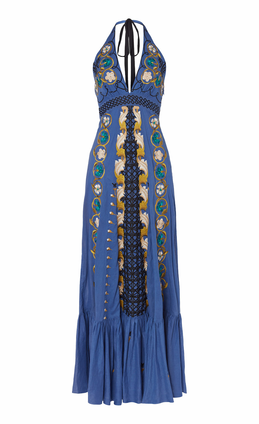 Florentine Halter Dress - Dazzling Blue