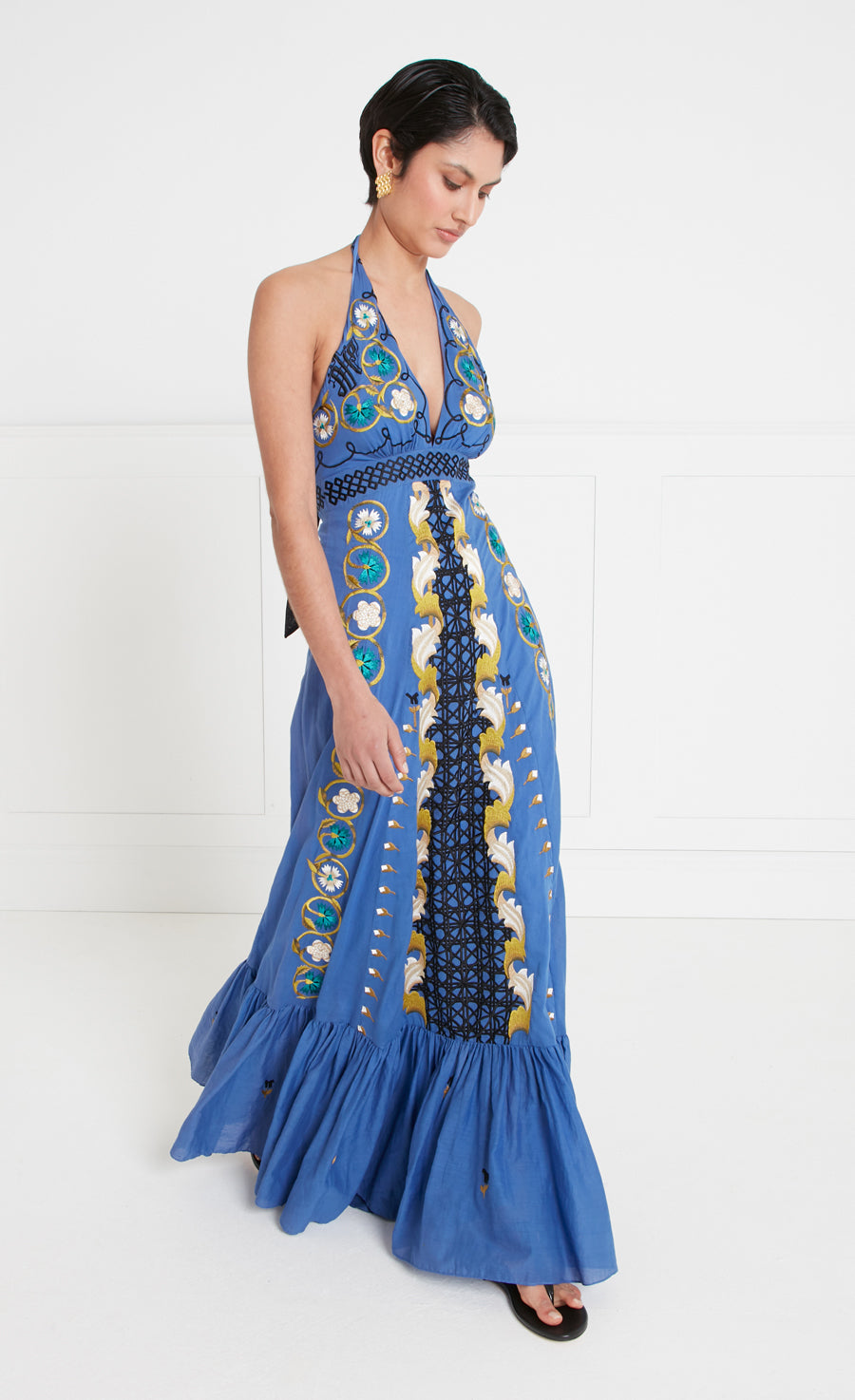 Florentine Halter Dress - Dazzling Blue