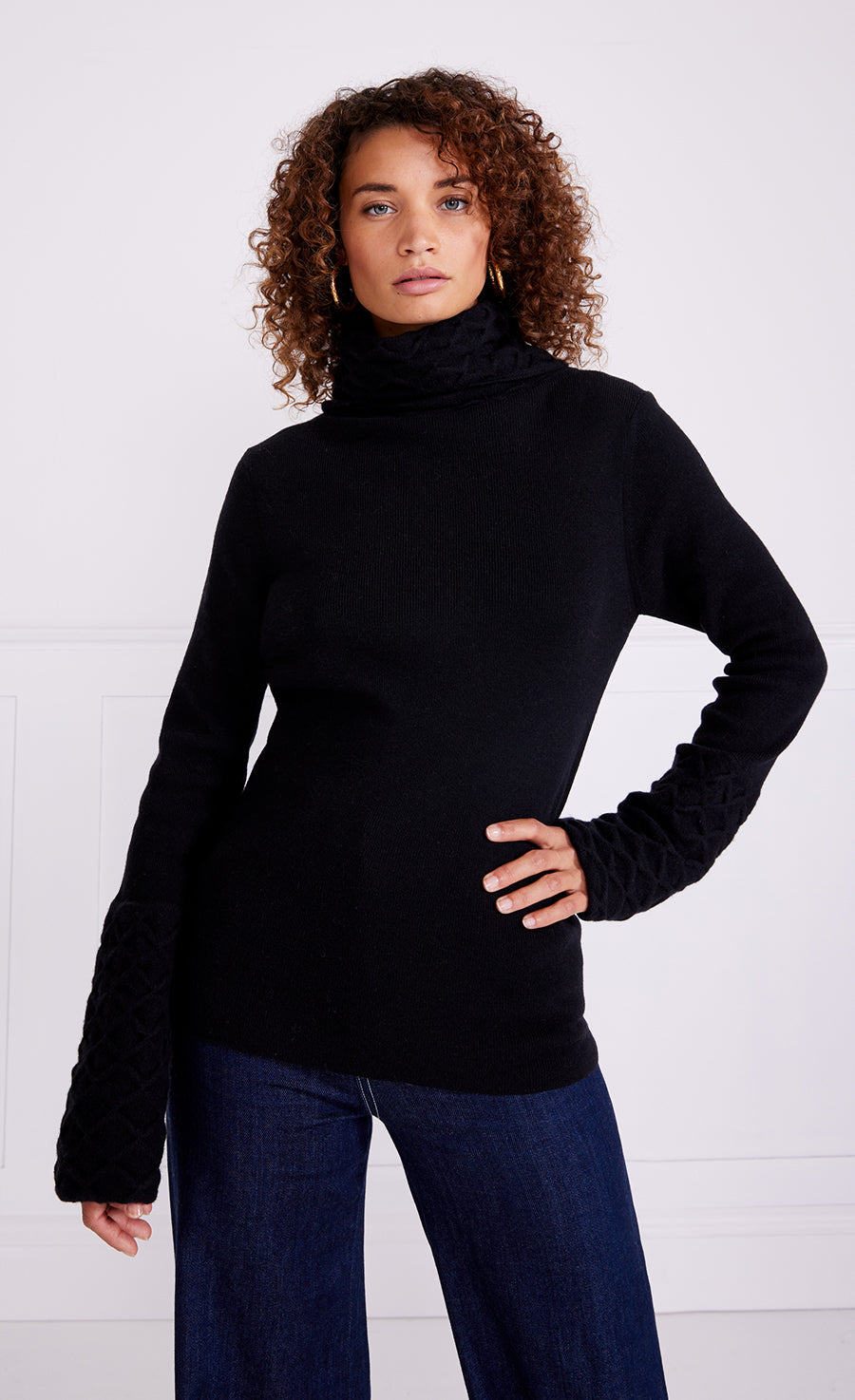 Black high outlet neck knit jumper