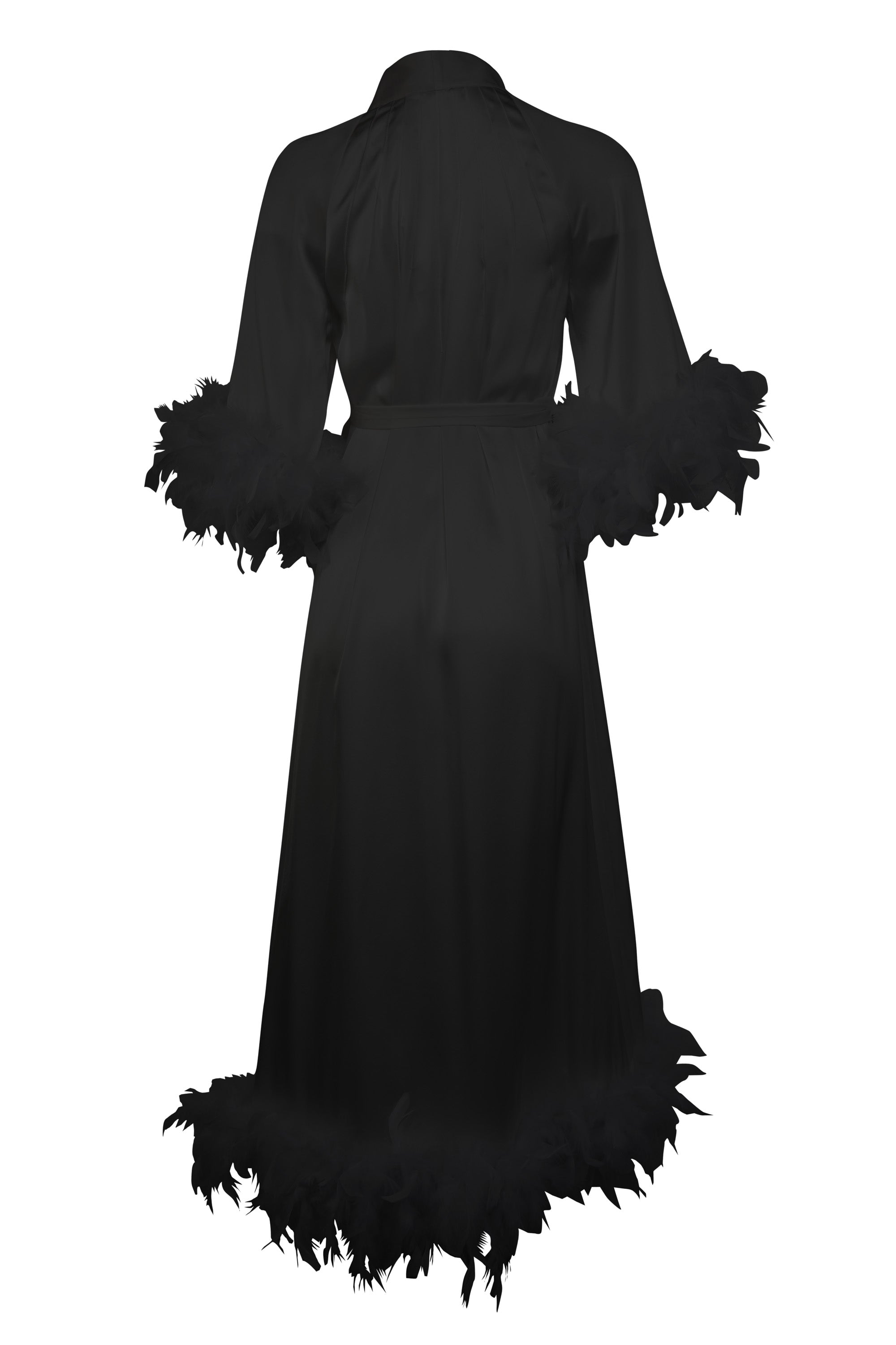 Hebe Ostrich Feather Robe - Black