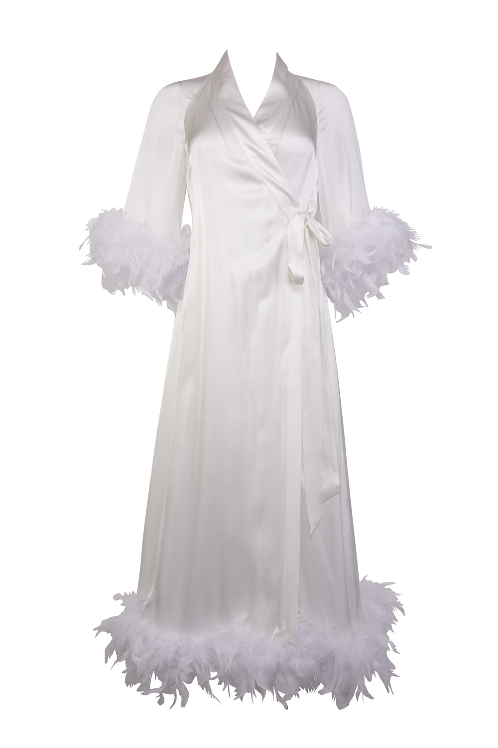 Hebe Ostrich Feather Robe - Off White