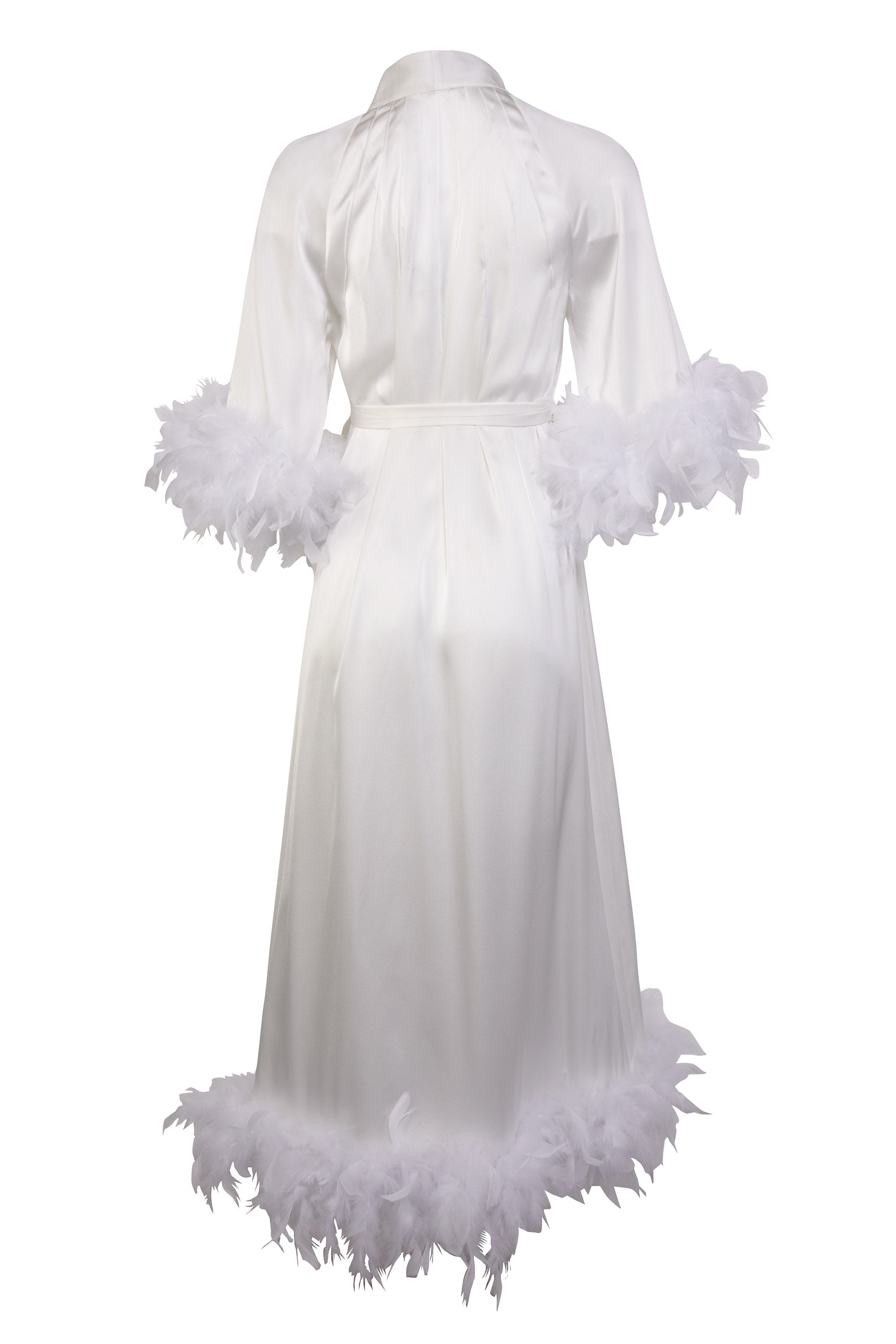 Hebe Ostrich Feather Robe - Off White