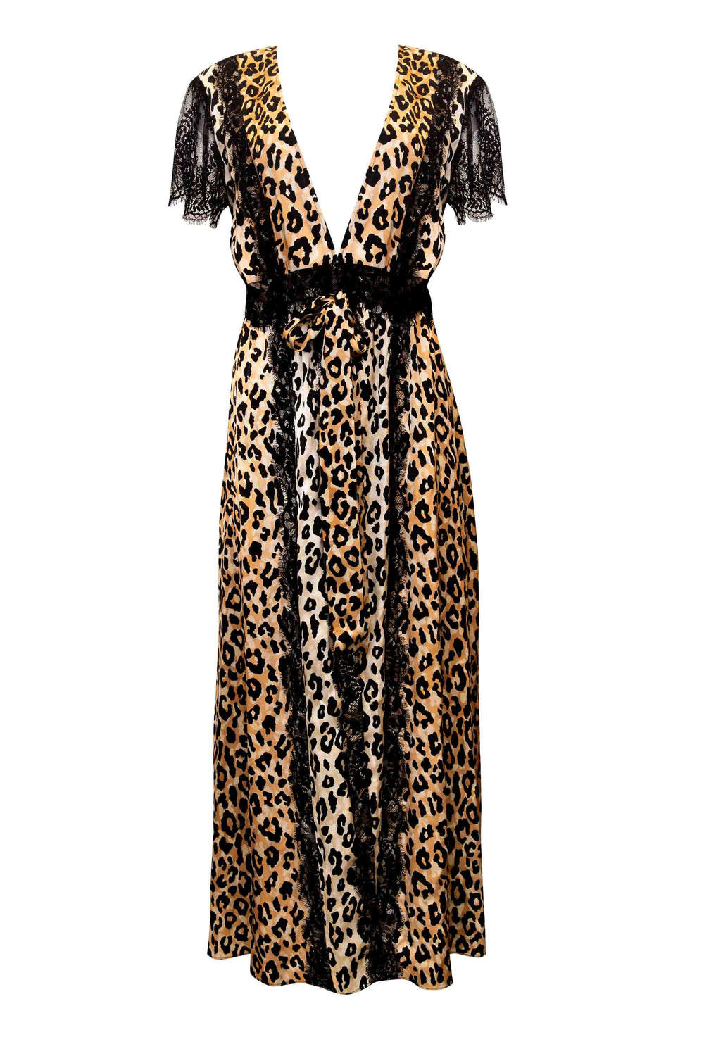 Nyx Short Sleeve Robe - Black/Leopard