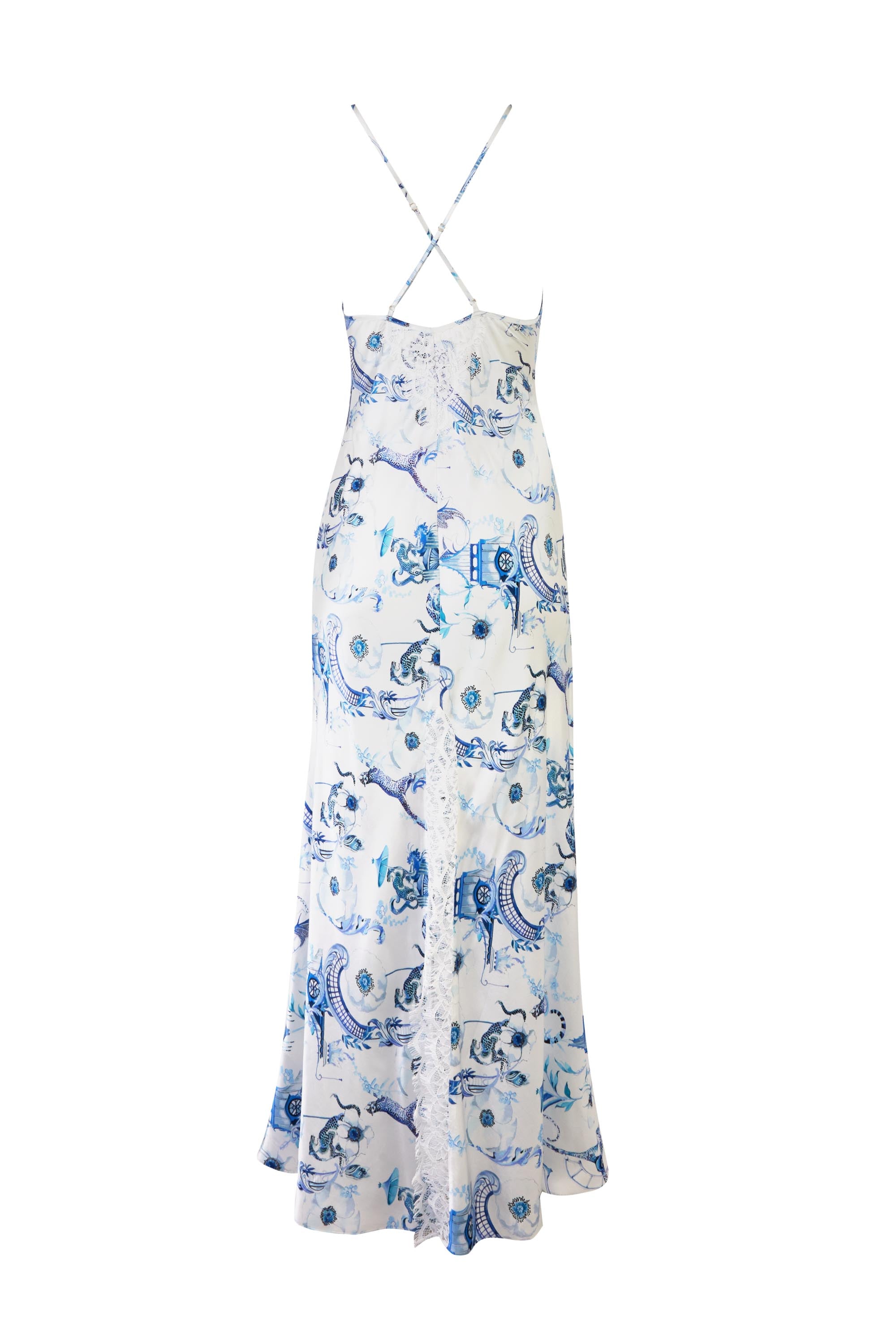 Aphrodite Slip Dress - White/Blue-Euphoria