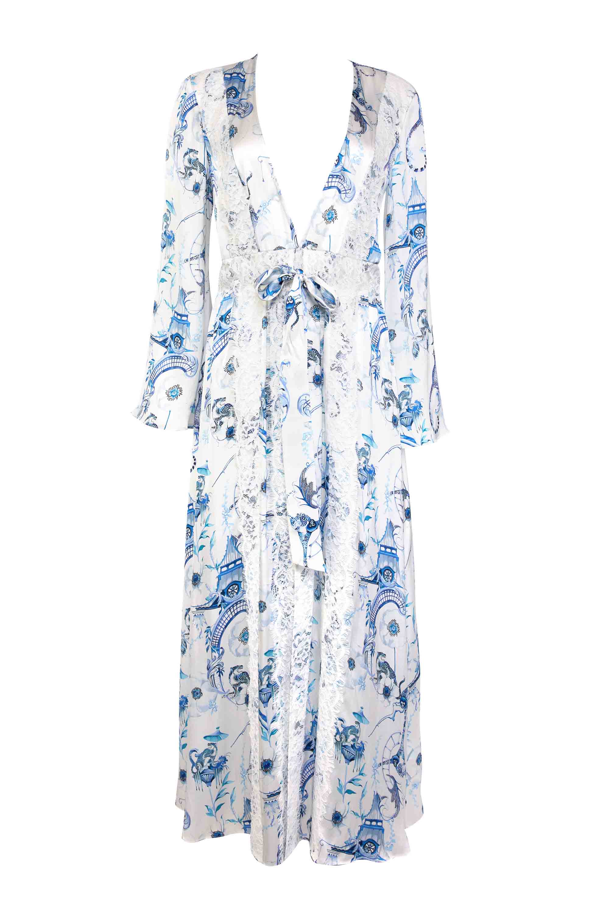 Aphrodite Robe - White/Blue-Euphoria